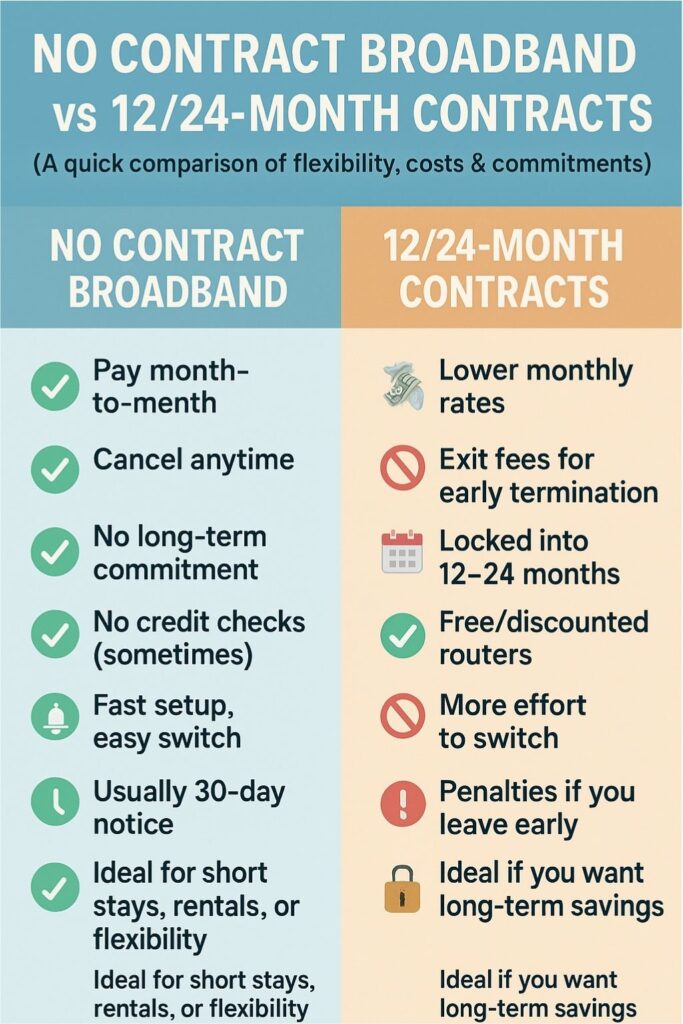 no contract broadband vs 12/24 Month Contracts