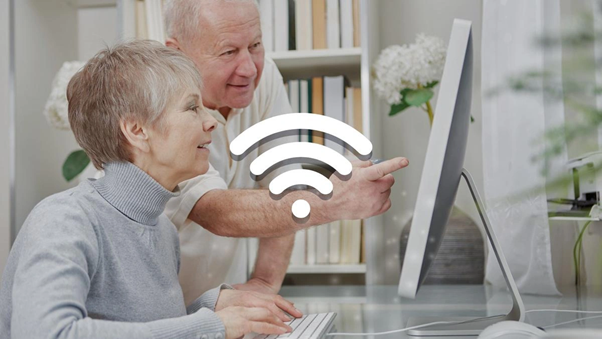 Pensioner using broadband