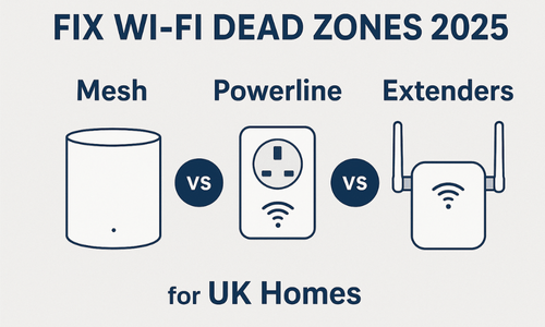 Fix Wi-Fi Dead Zones 2025: Mesh vs Powerline vs Extenders for UK Homes