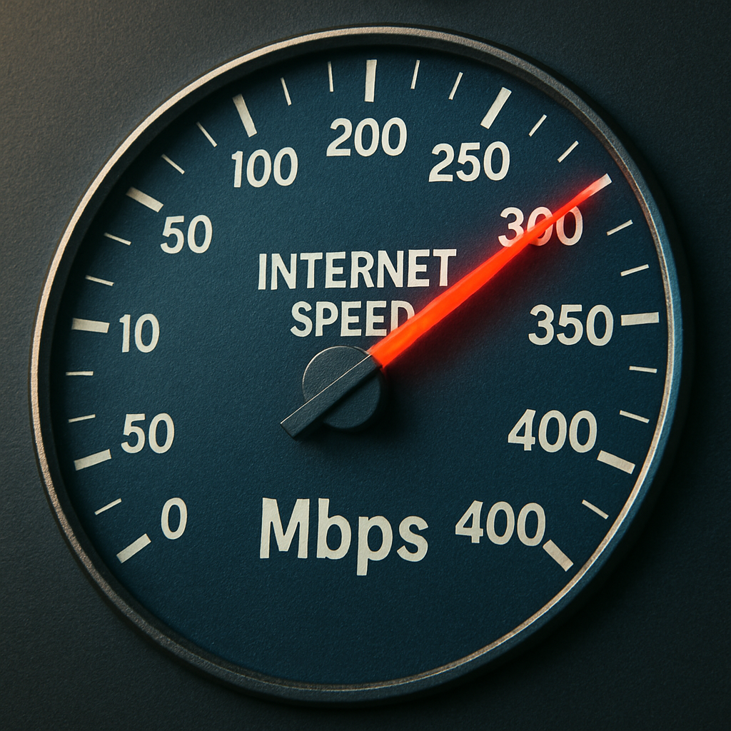 speedometer showing high internet speed