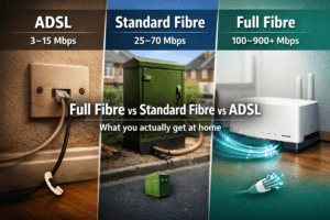 Full Fibre vs Standard Fibre vs ADSL (What You Actually Get at Home)